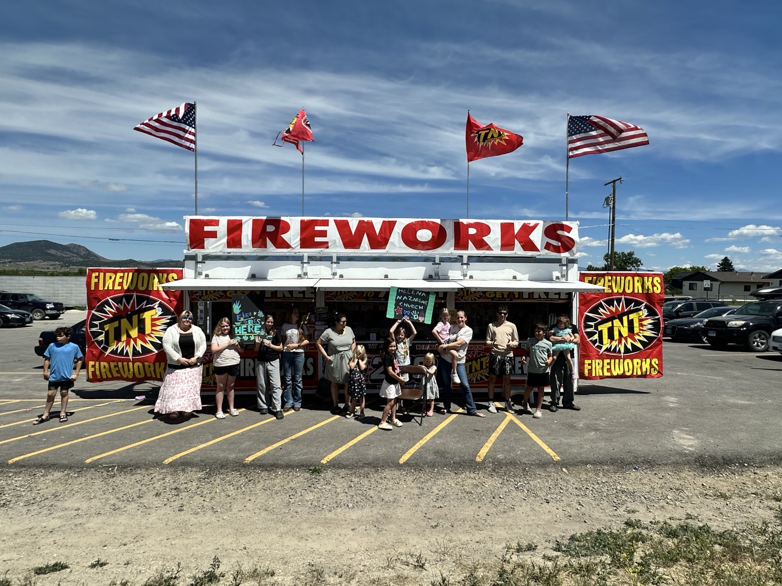 Youth group students at their fireworks fundraiser
